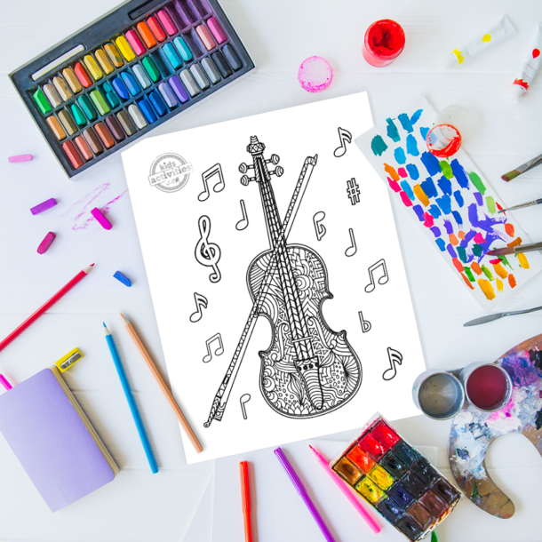 Zentangle violin coloring page kids activities blog