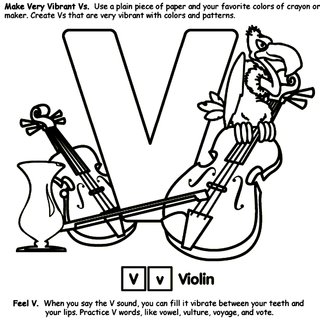 Alphabet v coloring page