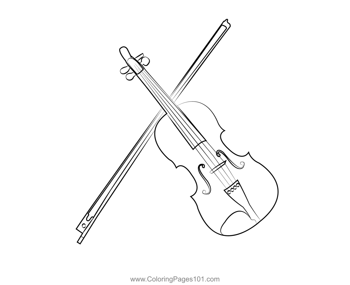 German maple violin coloring page for kids