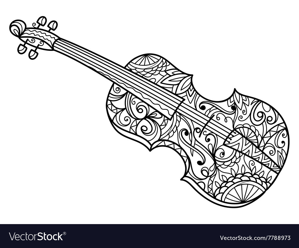 Violin coloring book for adults royalty free vector image