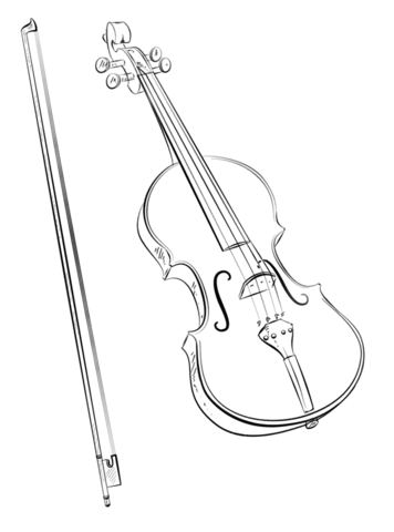 Violin and bow coloring page free printable coloring pages