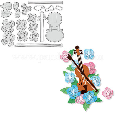 Wholesale benecreat violin cutting dies flowers leaves embossing stencils die cuts template xinch for paper card making decoration diy scrapbooking album craft decor