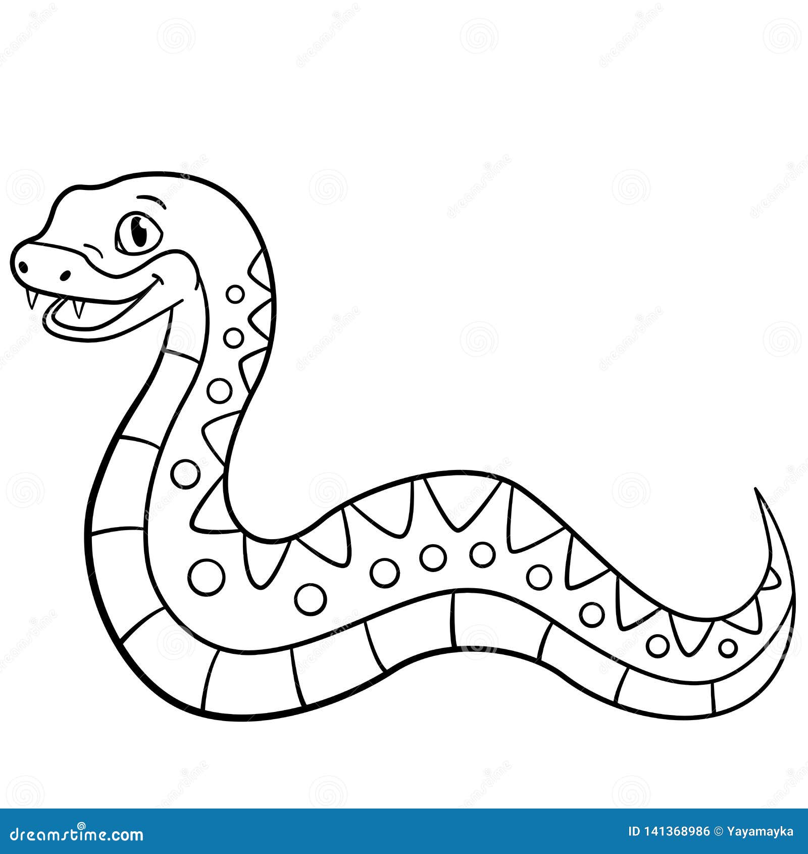 Coloring pages little cute viper smiles stock vector