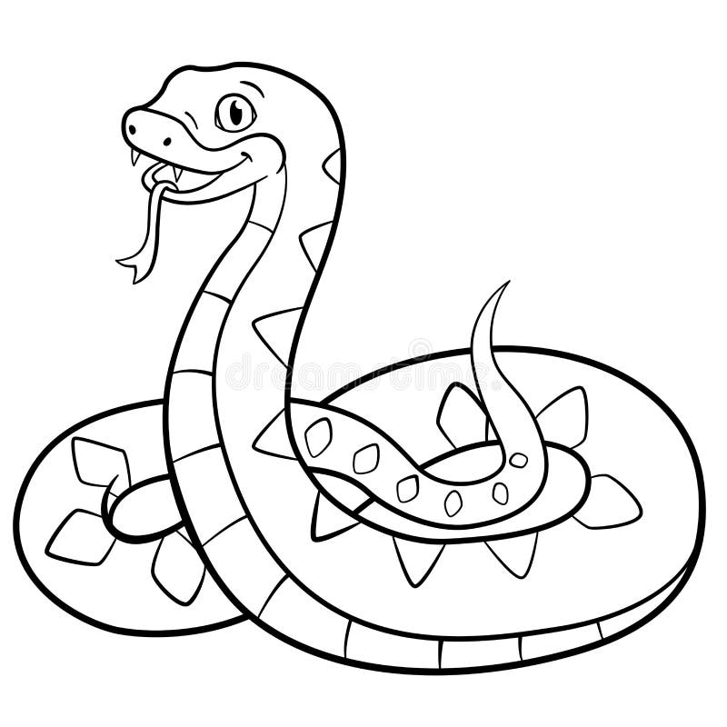 Coloring pages little cute viper smiles stock vector