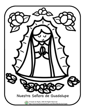 Seãora de guadalupe coloring page spanish for children by mundo de pepita