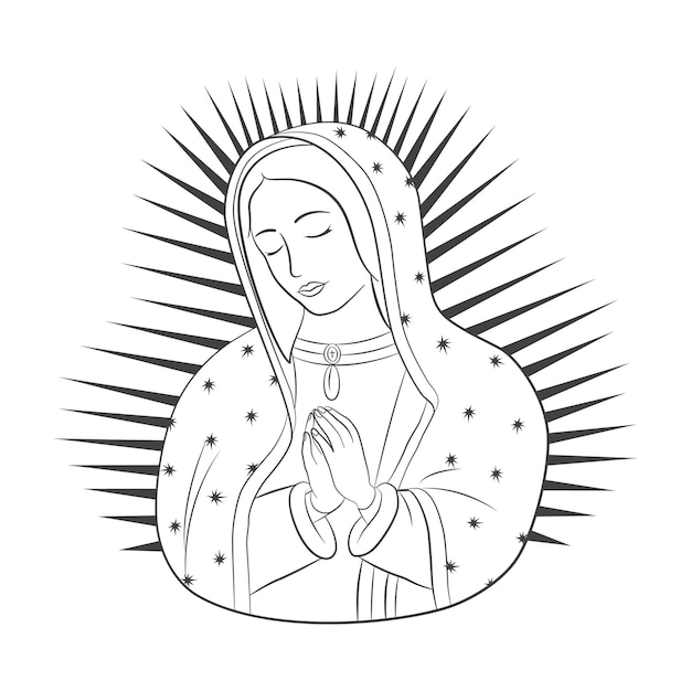 Premium vector our lady of guadalupe virgin of guadalupe virgen de guadalupe outline vector design