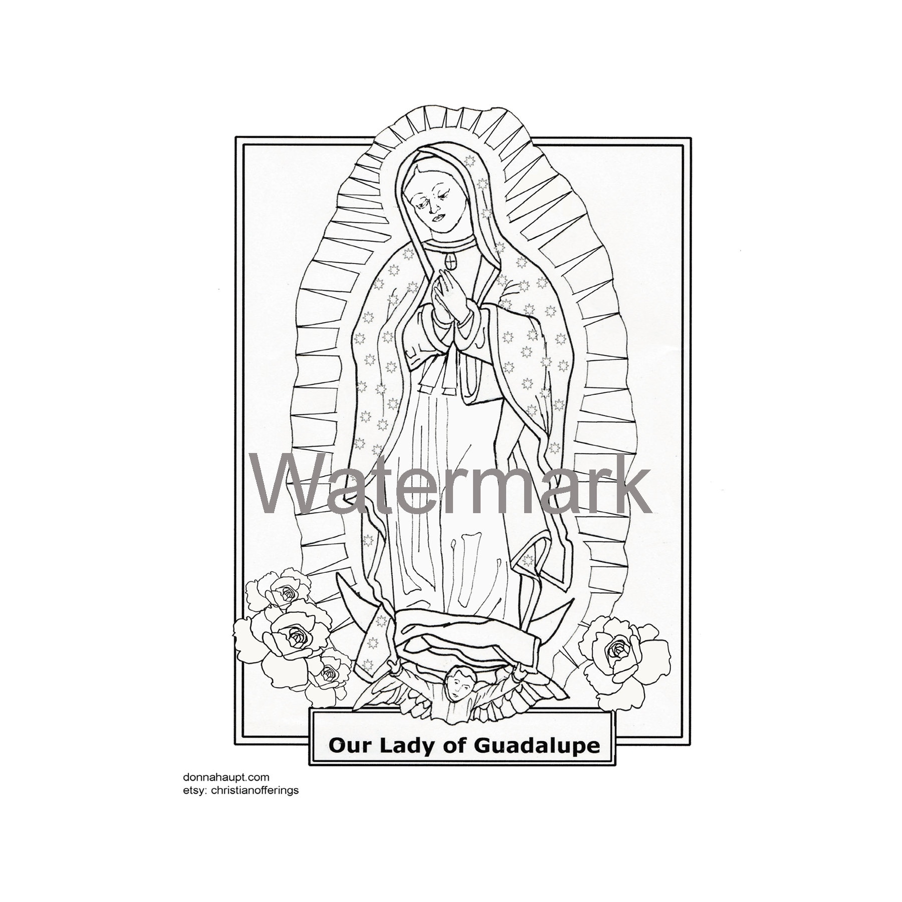 Our lady of guadalupe coloring page virgen de guadalupe coloring page