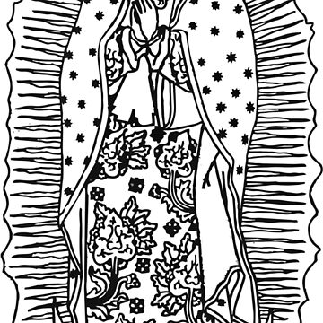 Virgen de guadalupe our lady of guadalupe black and white design wall art catholic prints greeting card for sale by tanabe