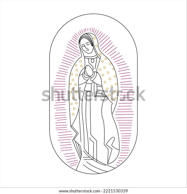 Virgen de guadalupe line art drawing stock vector royalty free