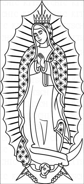 Color your own our lady of guadalupe digital picture by chickitsch catholic coloring mexican folk art coloring pages