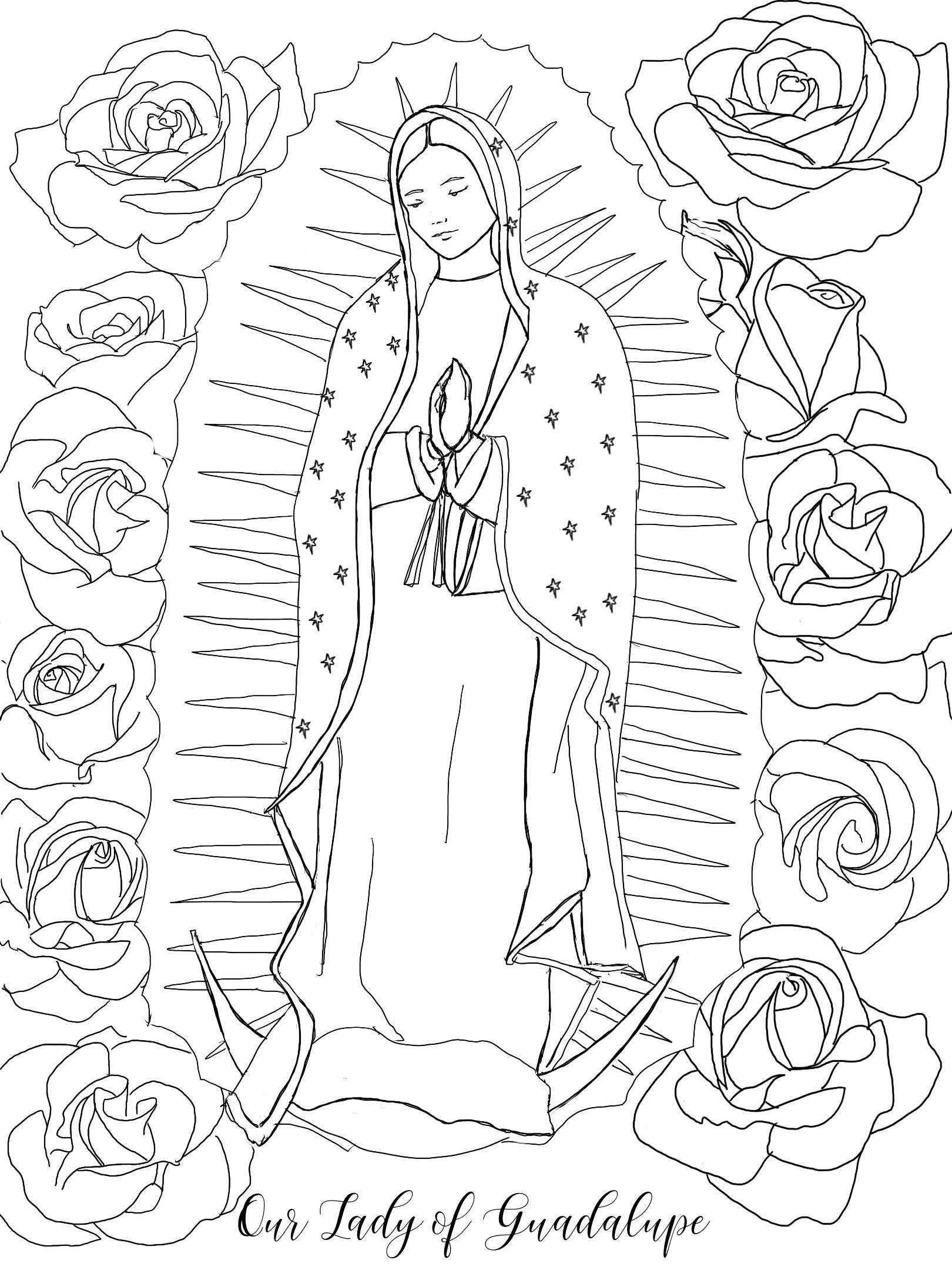 Our lady of guadalupe coloring page