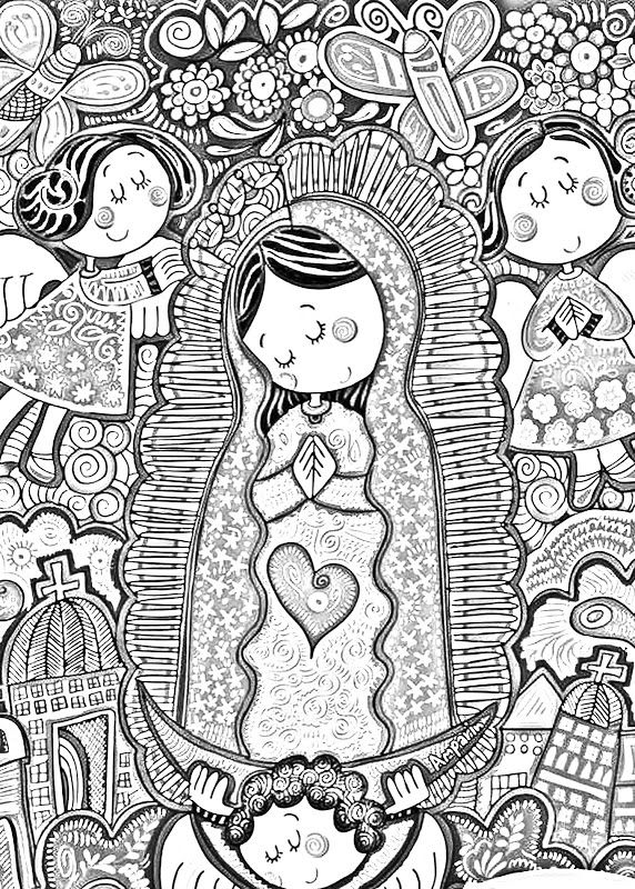 Modern virgin of guadalupe coloring pages virgencita our lady printabled pages coloring pages catholic coloring coloring books