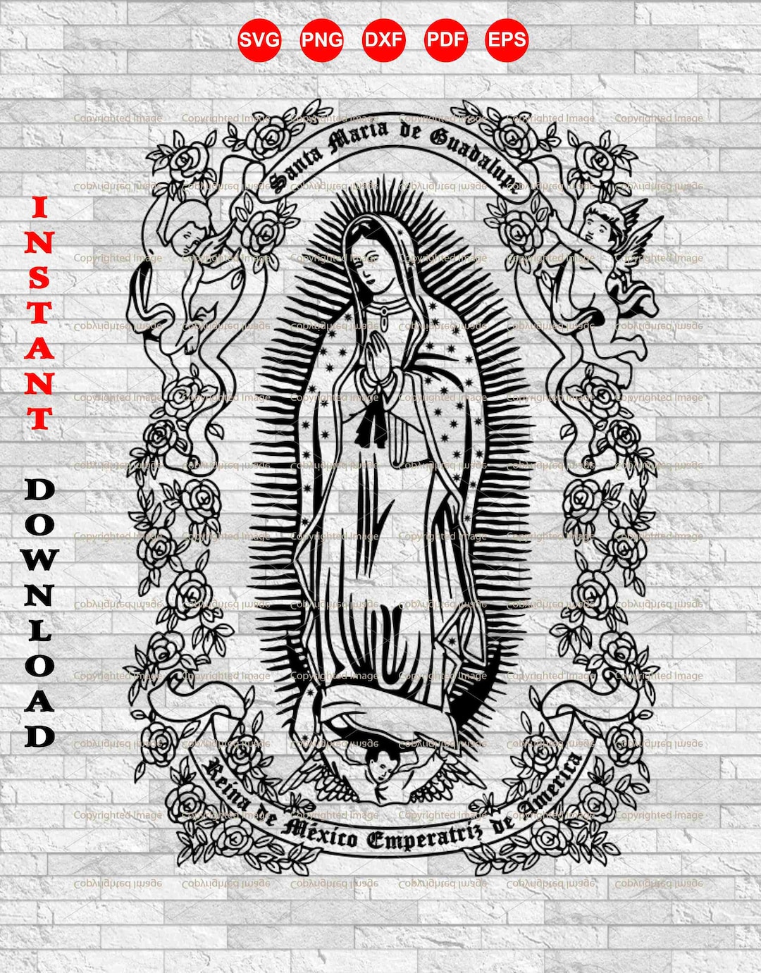 Our lady of guadalupe color design virgen de guadalupe eps png clipart instant download