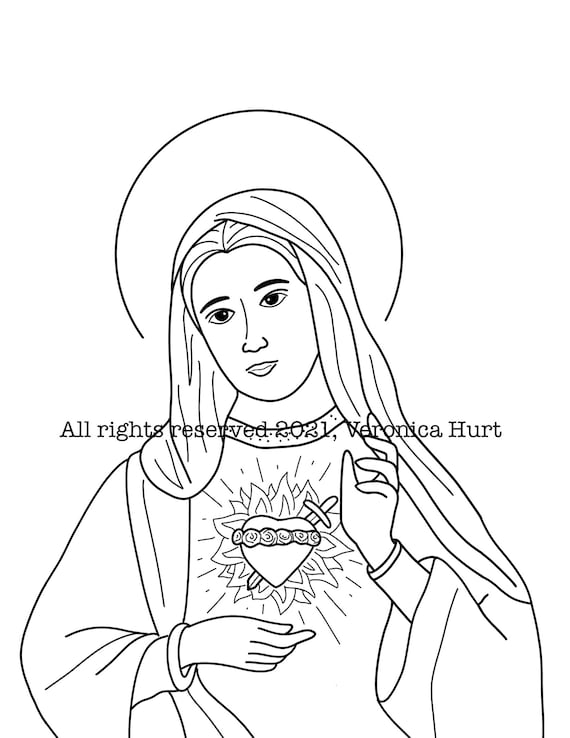 Catholic coloring pages sacred heart of jesus and immaculate heart of mary download now