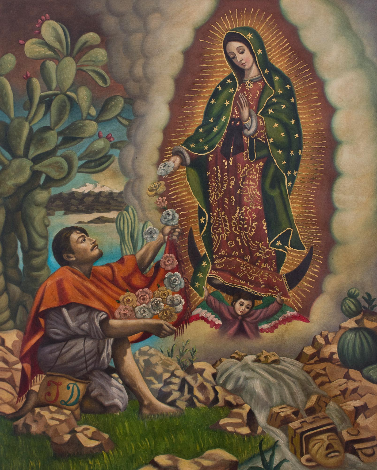 Our lady of guadalupe with juan diego painting