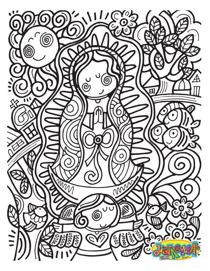 Download or print this amazing coloring page virgin of guadalupe coloring page libro de color virgen caricatura dibujos de virgen