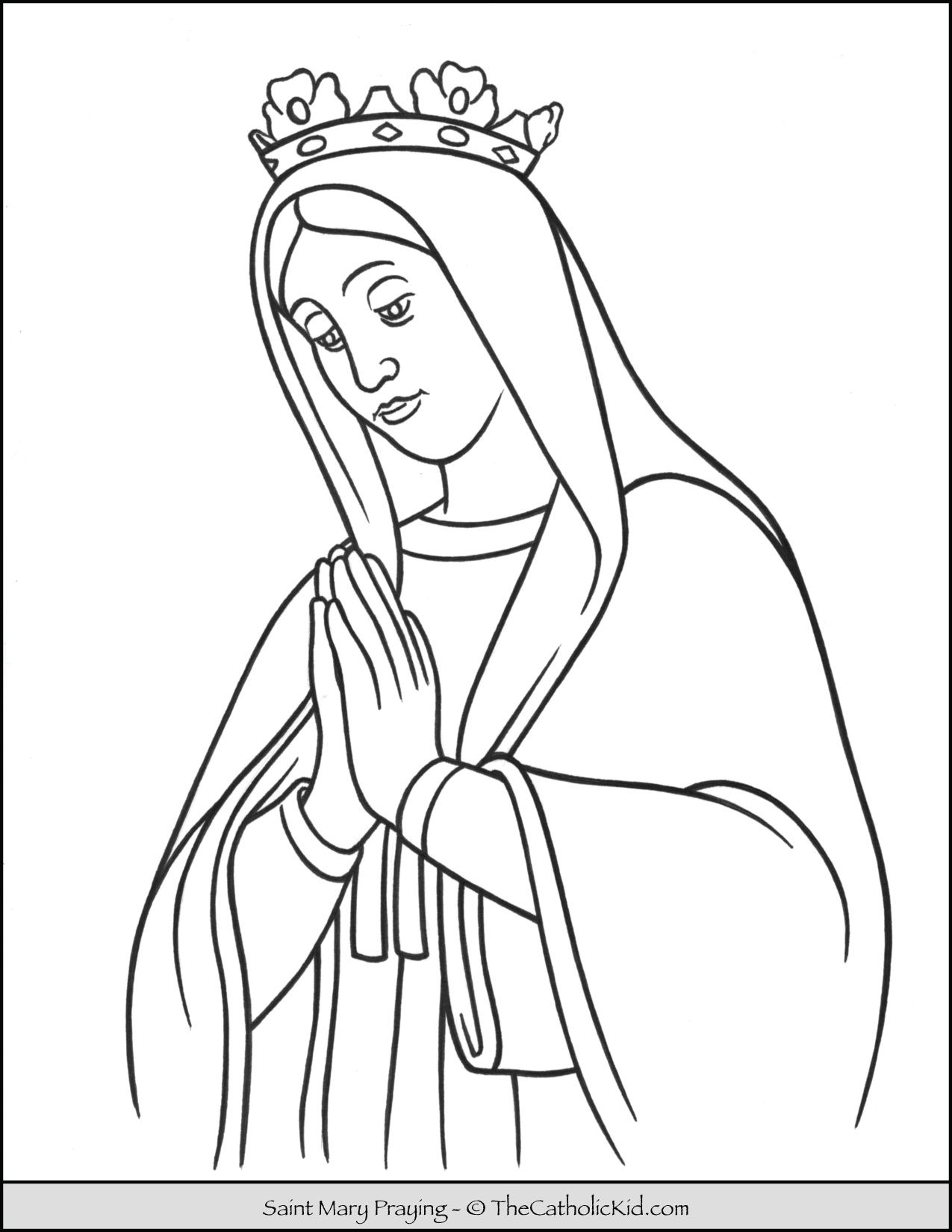 Saint mary praying coloring page