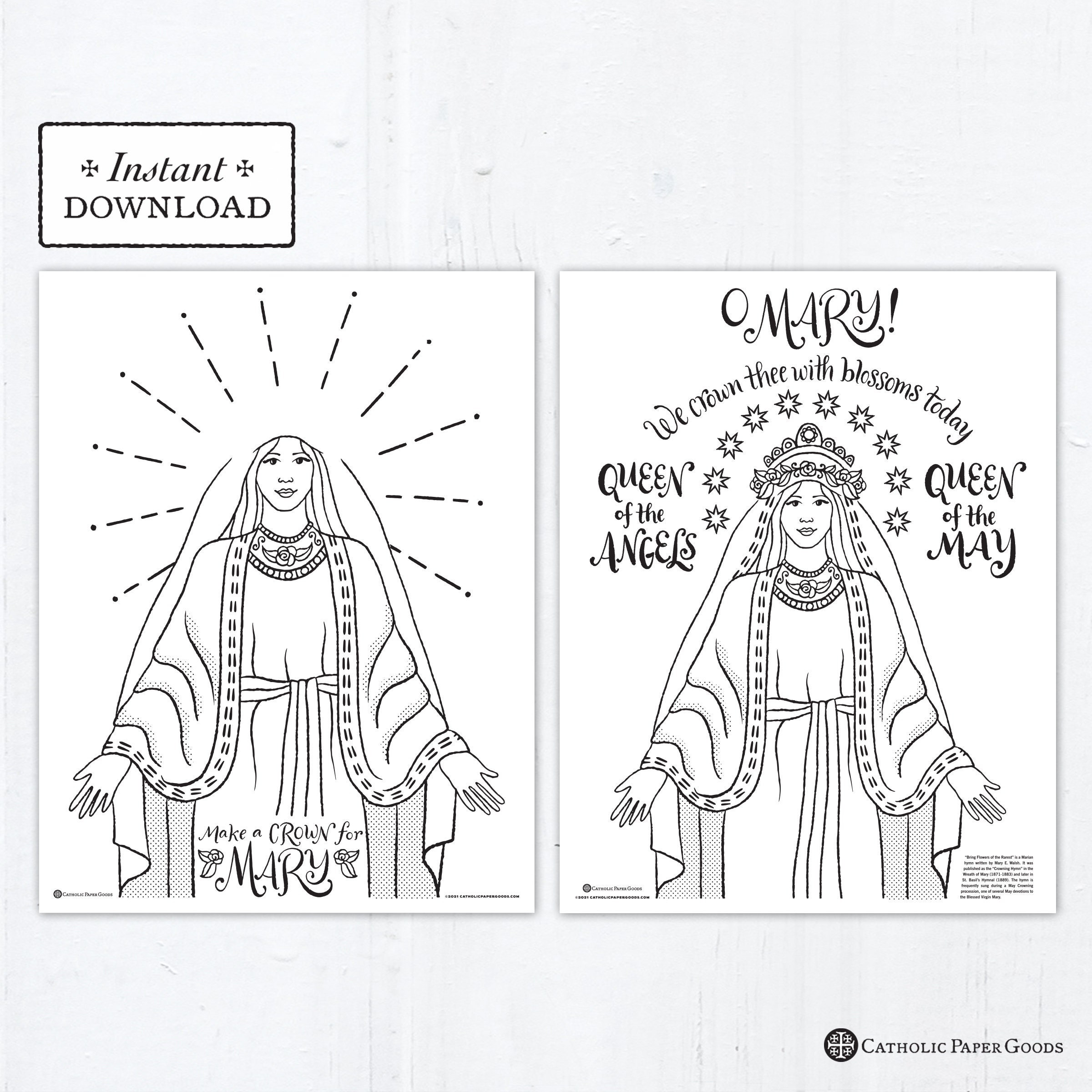 May crowning marian catholic coloring pages