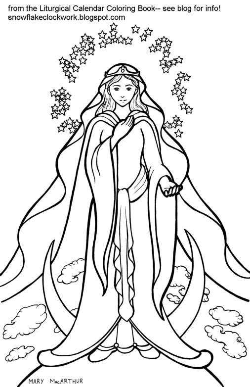 Snowflake clockwork solemnity of mary coloring page