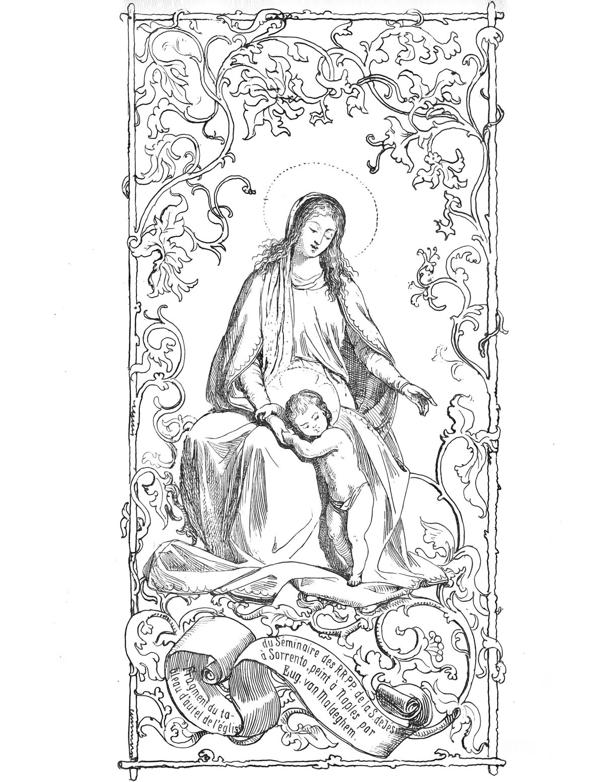 Mary with the christ child standing against her lap