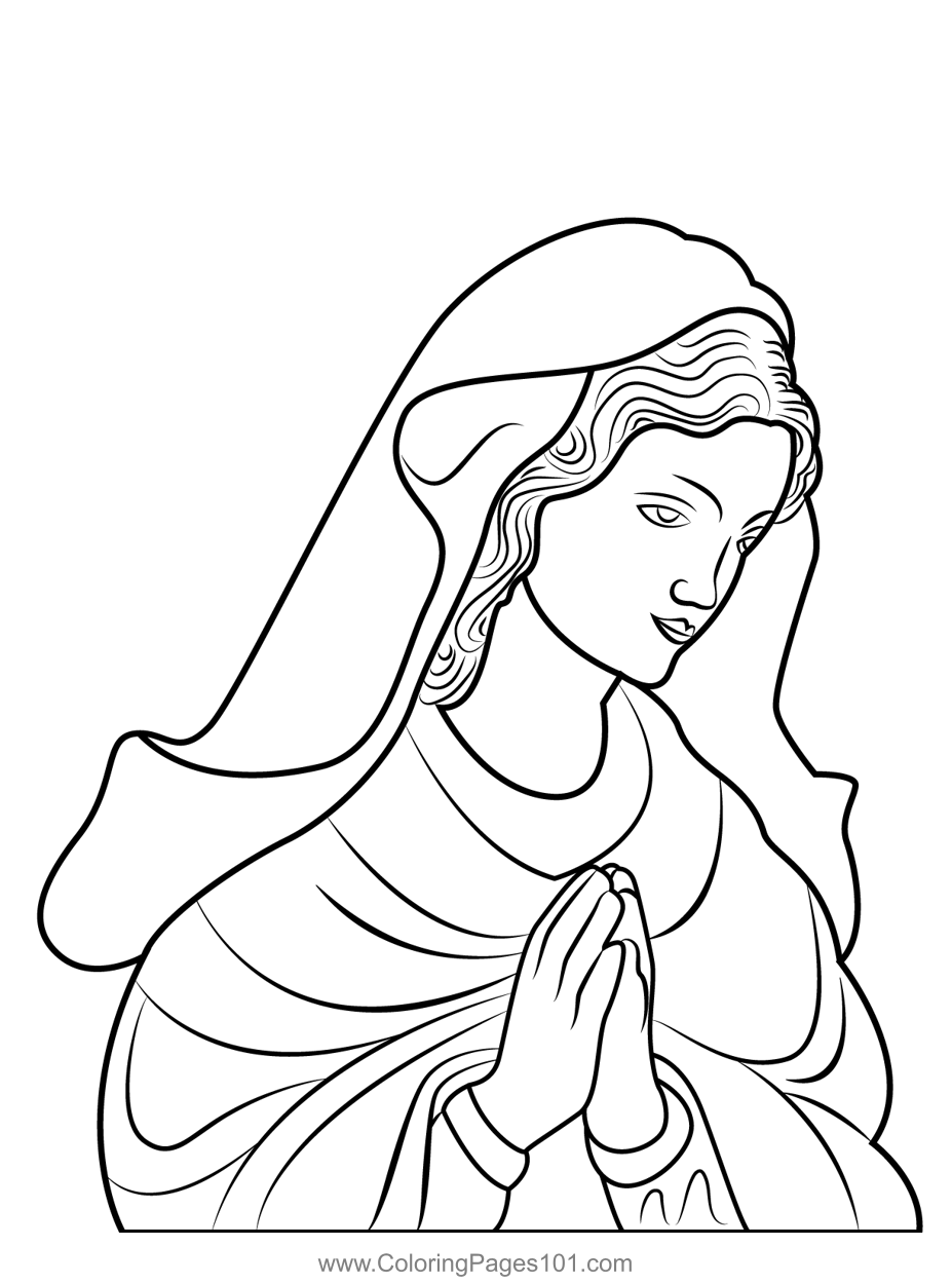 Mary mother of jesus coloring page for kids