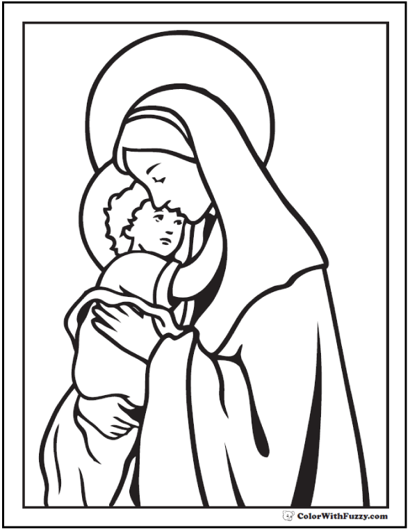 Jesus and mary coloring page
