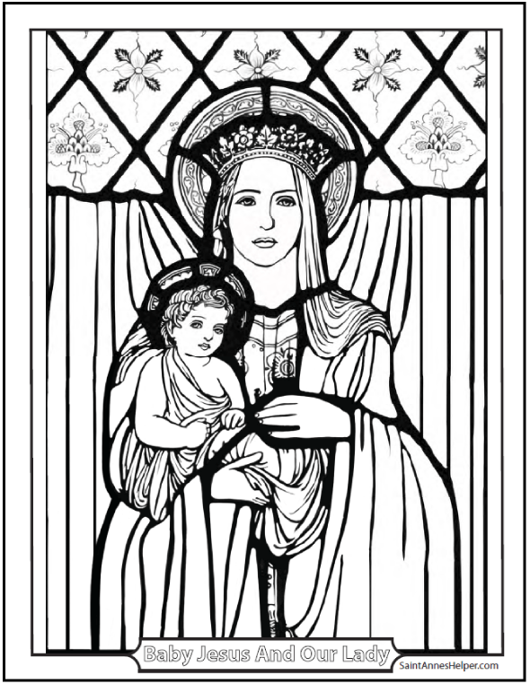 Baby jesus and mary coloring page âïâï queenship of mary with jesus