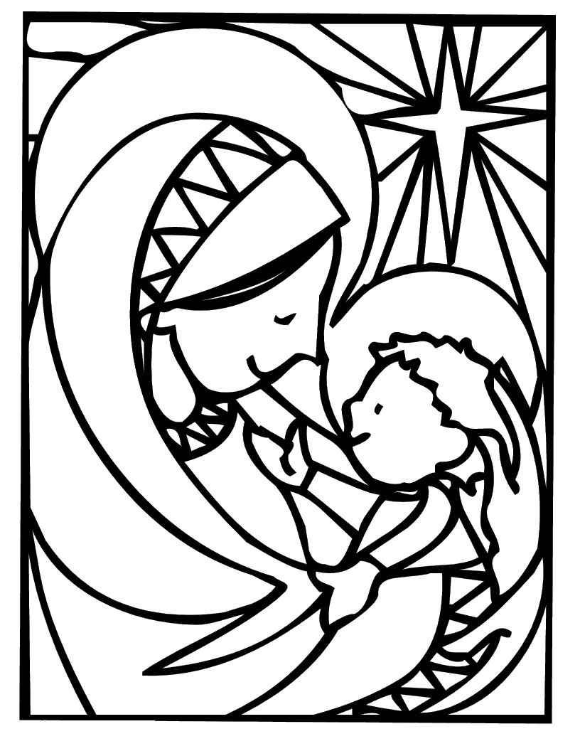 Mother mary christmas coloring pages team colors