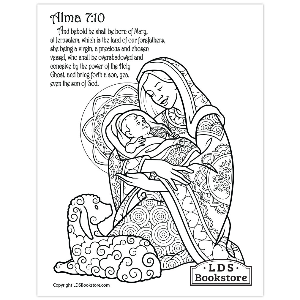 Mary baby jesus coloring page