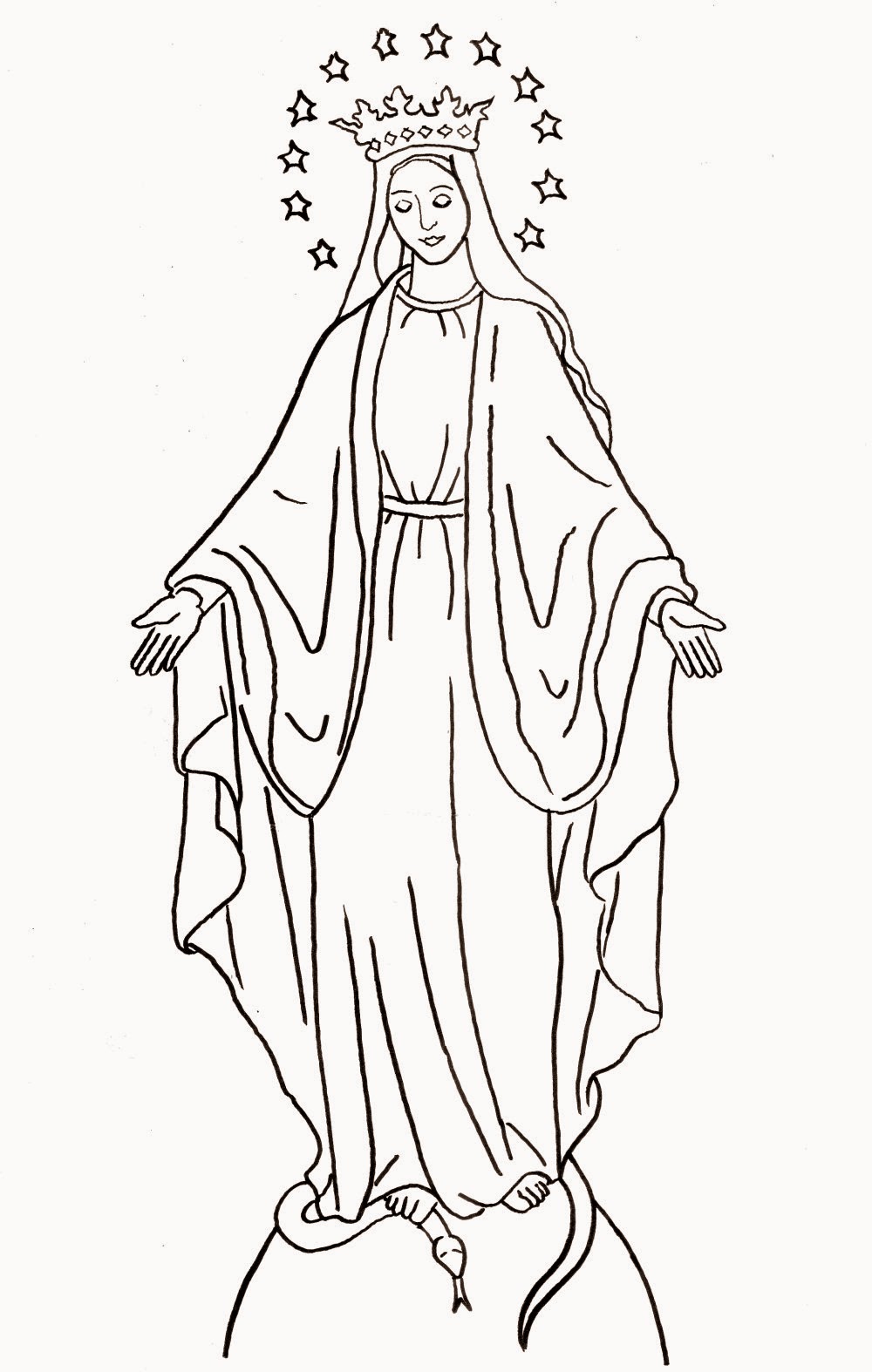 Black and white picture of virgin mary for coloring free image download