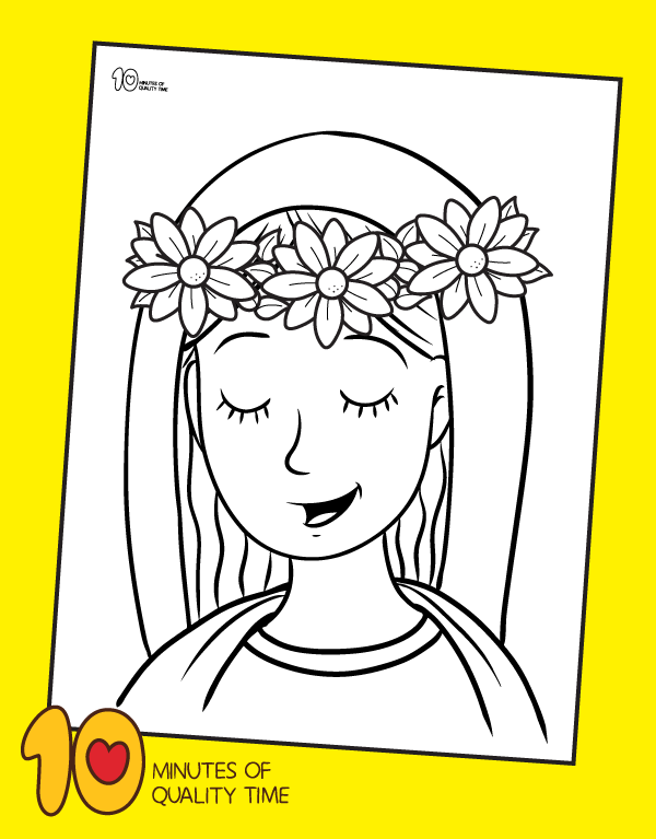 Mary queen of may crowning coloring page â minutes of quality time