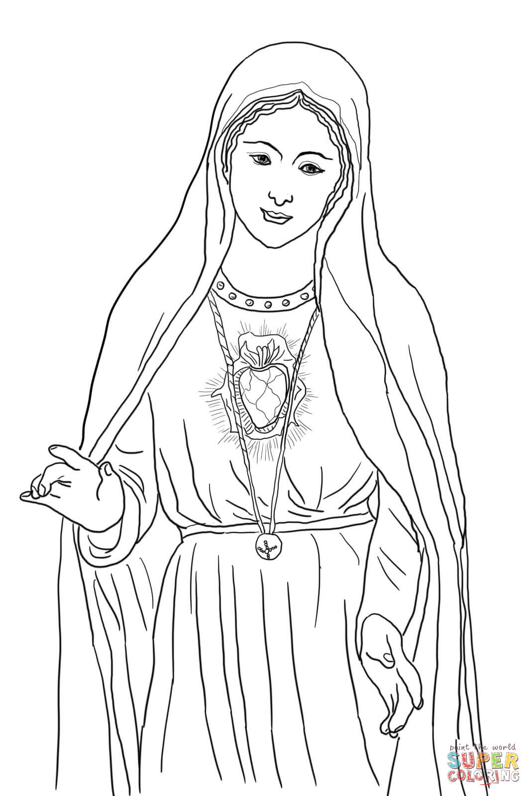 Immaculate heart of mary coloring page free printable coloring pages