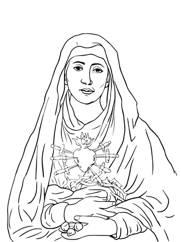 Seven sorrows of mary coloring page free printable coloring pages