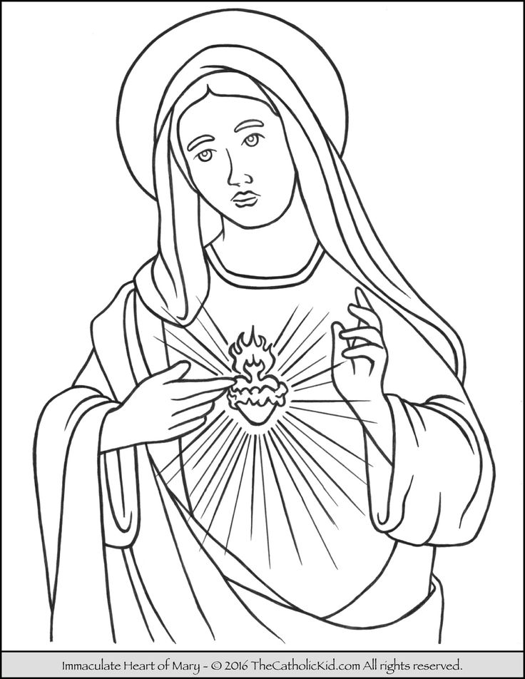 Immaculate heart of mary coloring page