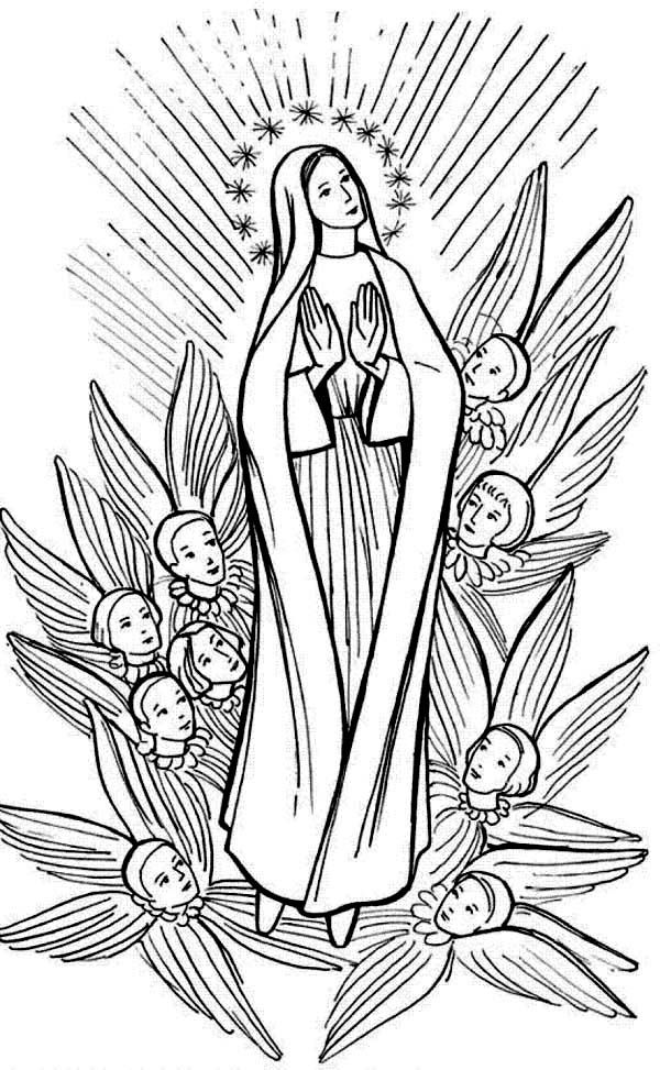 Catholic coloring pages of mary