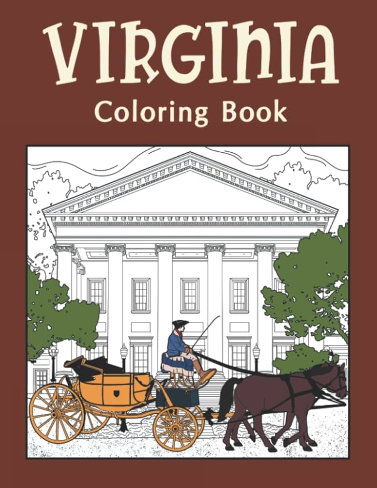 Virginia coloring book adult coloring pages painting on usa states landmarks and iconic funny stress relief pictures gifts for tourist publishing paperland books