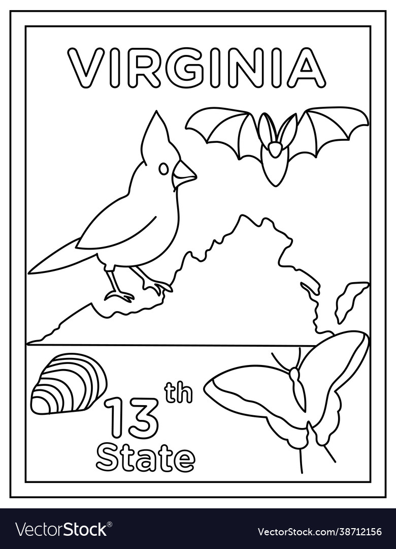 Virginia coloring page royalty free vector image