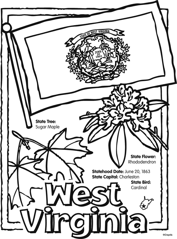 State of west virginia free coloring page