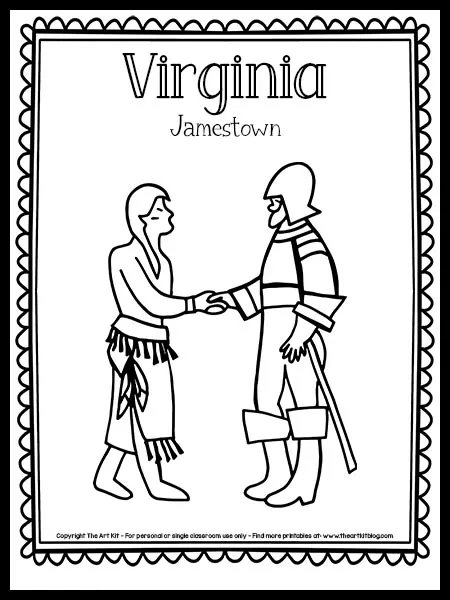 Virginia â jamestown coloring page free printable â the art kit