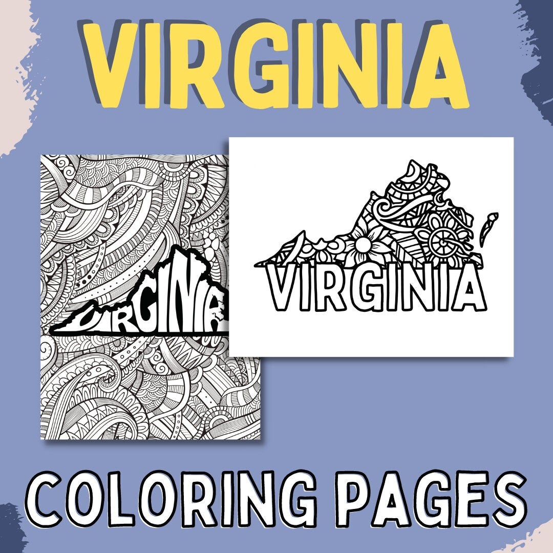 Virginia coloring pages state name floral mandala coloring sheet pdf pages