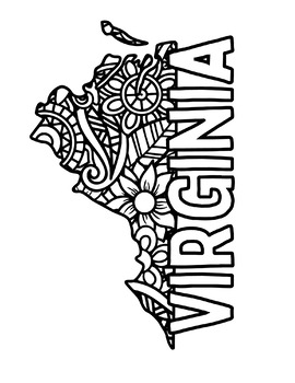 Virginia coloring pages state name shape floral mandala by fresh hobby