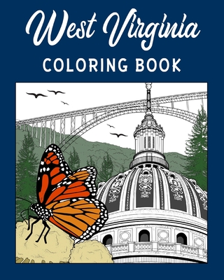 West virginia coloring book adult painting on usa states landmarks and iconic paperback book passage