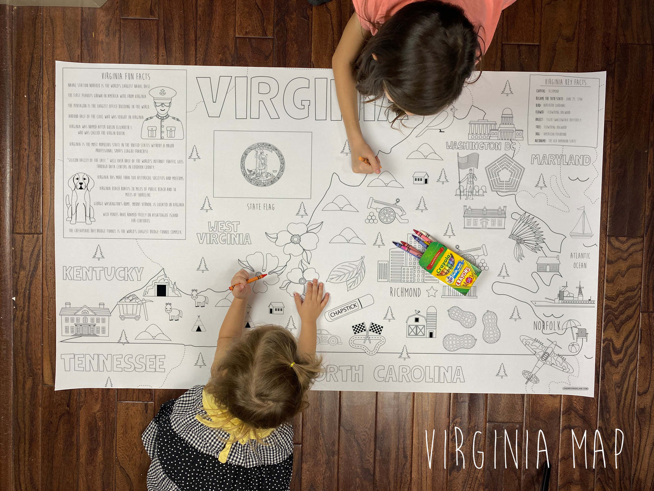 Virginia state map coloring sheet â