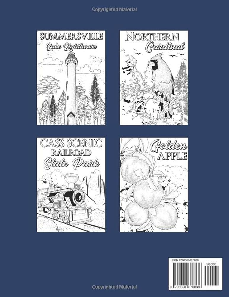 West virginia coloring book adult coloring pages painting on usa states landmarks and iconic stress relief pictures gifts for west virginia tourist publishing paperland books