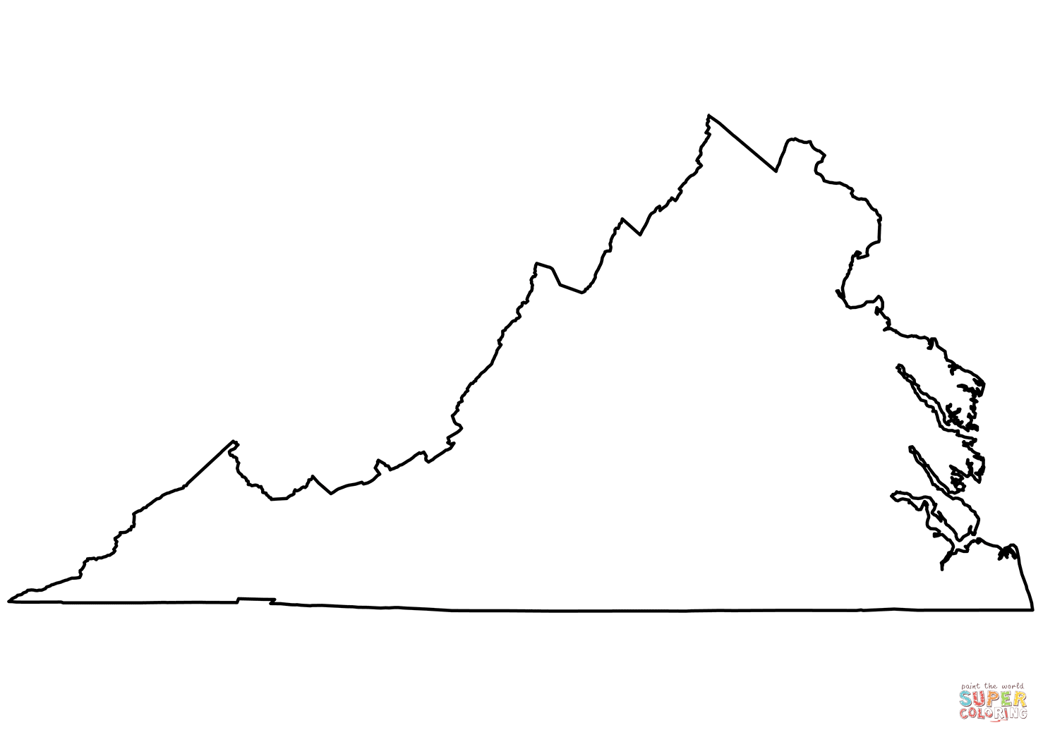 Outline map of virginia coloring page free printable coloring pages