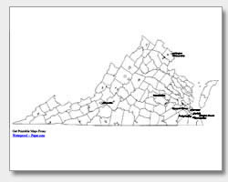 Printable virginia maps state outline county cities