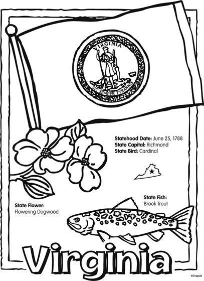 State of virginia free coloring page