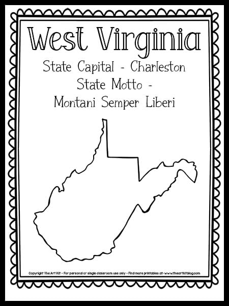 West virginia state outline coloring page free printable â the art kit