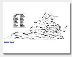 Printable virginia maps state outline county cities