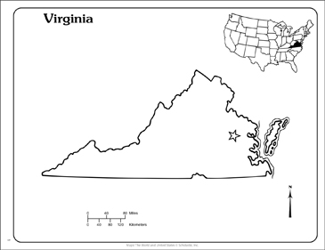 Virginia state outline map printable maps